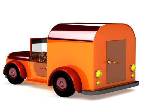 3d orange toy car isolated on white