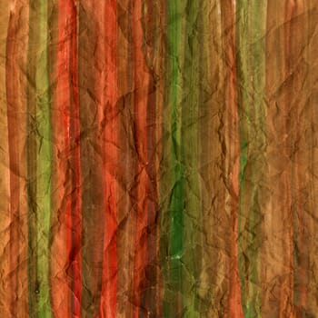 red brown and green watercolor background painted on crumpled printing paper with vertical brush strokes, rough texture, self made
