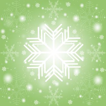 Abstract snowflakes background on green
