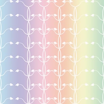 Seamless wallpaper of floral pattern on rainbow color background