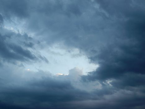 Dark blue sky during a stormy weather day