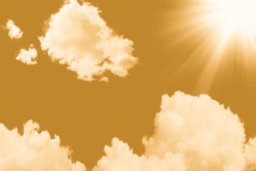 beautiful blue sky and white clouds with sunny rays