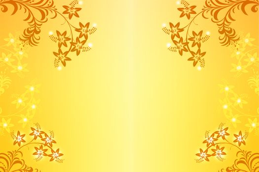 Beautiful abstract floral on yellow background 
