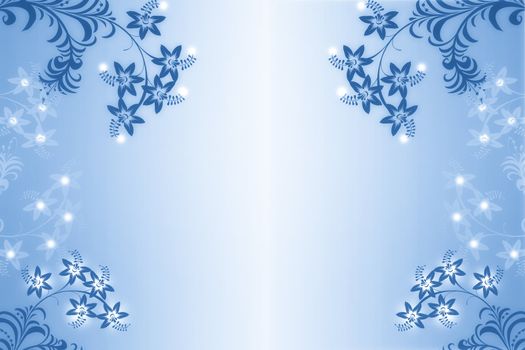 Beautiful abstract floral  on blue background 
