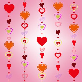 Beautiful background of different hearts 