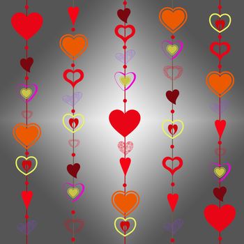 Beautiful background of different hearts 