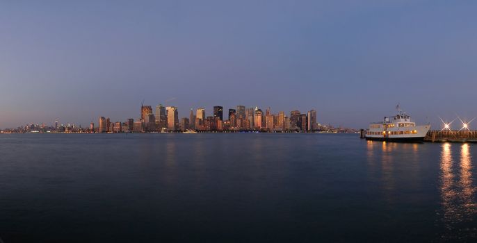 dusk photo of new york city, phot taken from jersey