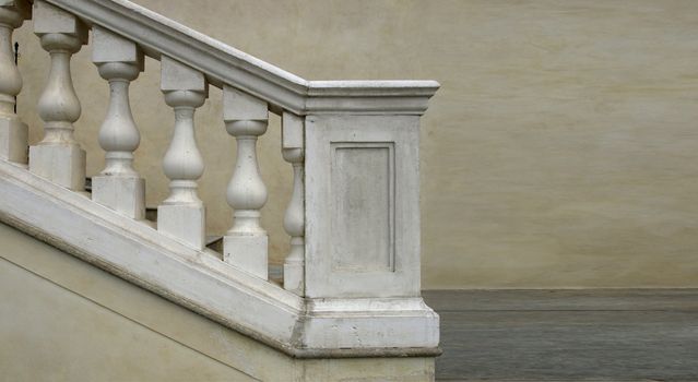 Stone baroque balaustrade as a staircase handrail
