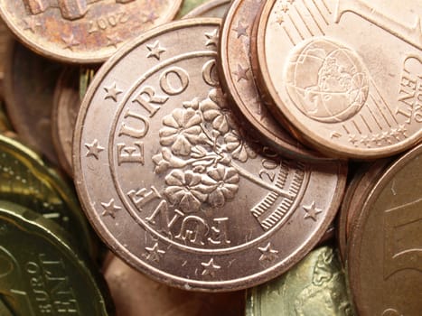 Range of Euro coins useful as a background