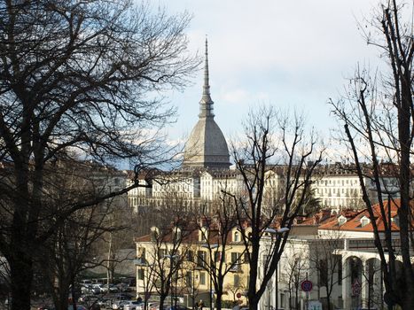 Turin panorama seen from the hill, with Mole Antonelliana (famous ugly wedding cake architecture)
