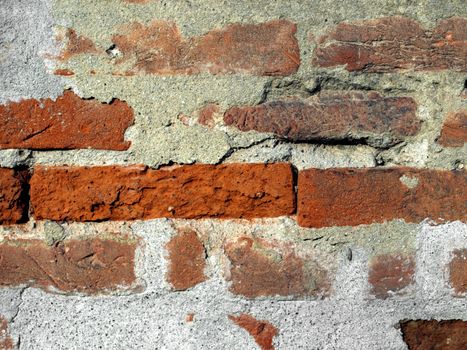 Detail of wall of red bricks background