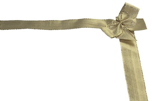 golden ribbon and bow isolated over white background