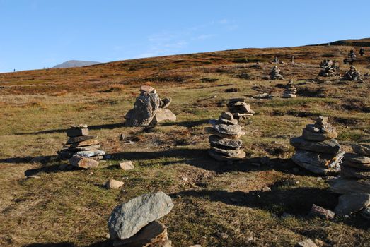 Cairns at the top of Fløyfjellet, Tromsø.