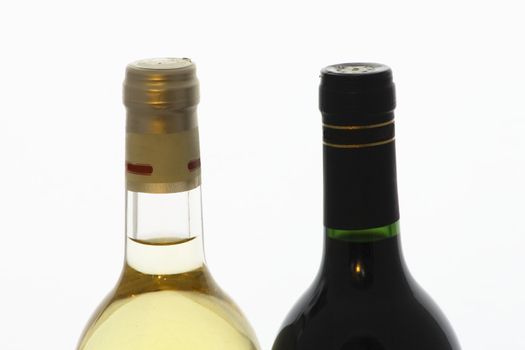 two bottles of unopened white and red wine