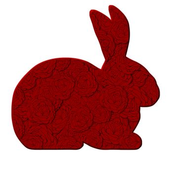 Love Bunny with Red Roses Pattern Illustration