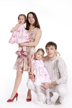 Family from four persons in studio