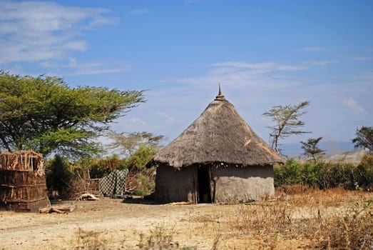 Traditional ethiopian hut. How poor families live on the coutryside.