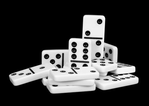 Small group of bones dominoes on a black background