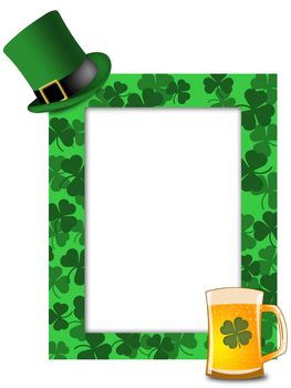 St Patricks Day Leprechaun Green Hat Shamrock Beer Picture Frame Illustration