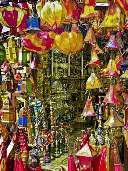 Colourful market baazar in the Marrakech souk