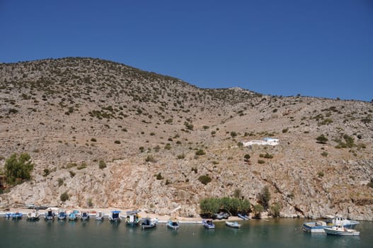 beautiful fishing boats in Kalymnos island port, Greece