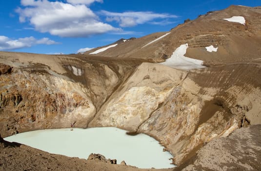 Vitio geothermal lake near Askja in Interior of Iceland