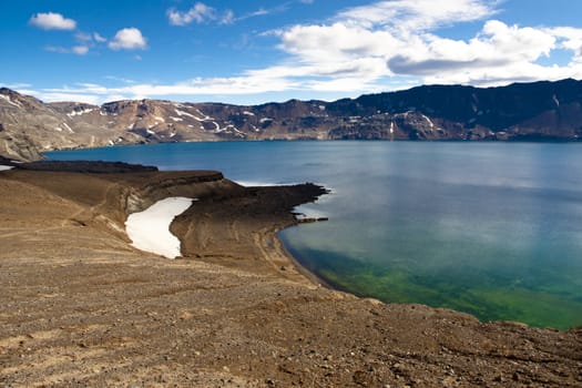 Oskjuvatn lake in interior of Iceland near Askja.