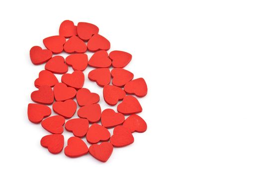 Small hearts on white background
