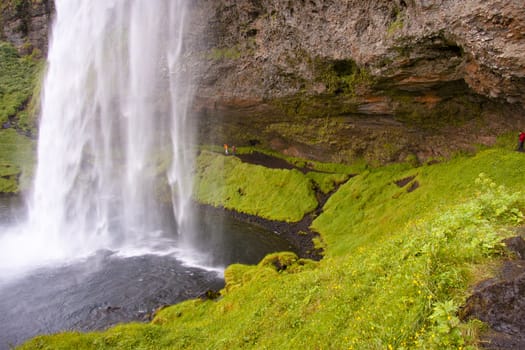 Part of beauty big Seljalandsfoss waterfall - South of Iceland