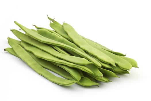 Green beans on white background