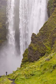 Skogafoss waterfall in south of Iceland near Skogar.