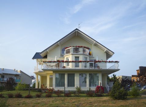 house, blue sky