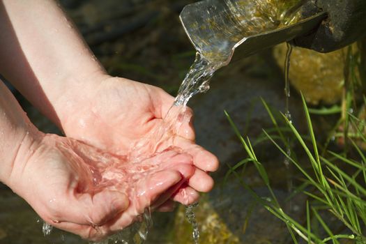 water in hand