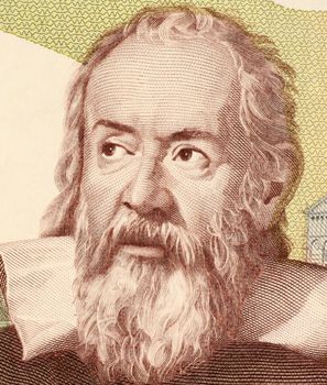 Galileo on 2000 Lire 1983 banknote from Italy. Italian physicist, astronomer, mathematician and philosopher that played a major role in the scientific revolution.