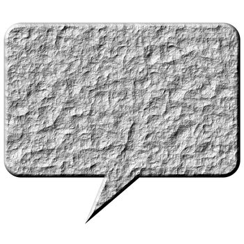 3d stone speech bubble isolated in white