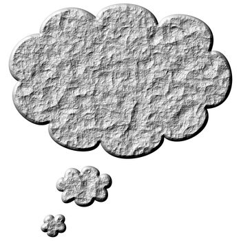 3d stone thought bubble isolated in white