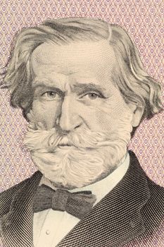 Verdi on 1000 Lire 1977 banknote from Italy. Italian romantic composer mainly of opera.