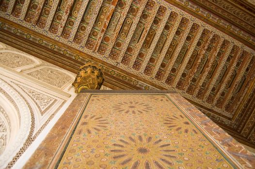 A detail of an internal palace in Marrakesh