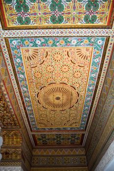 A moroccan style ceiling of an old palace in Marrakesh