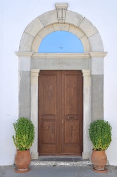 entrance detail of a greek church in Zia village (Kos island)