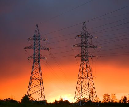 power line at sunset