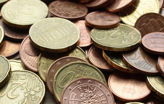 Range of Euro coins useful as a background
