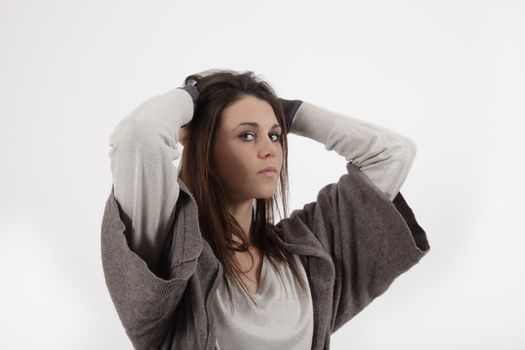 young brunette looking at the camera