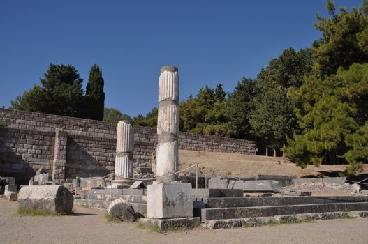 historical ruins of Asclepieion, ancient Hospital made by Hippocrates in Kos, Greece