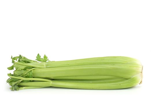 A stock of ripe celery on white background.