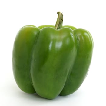 A fresh green pepper on white background.