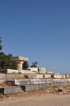 historical ruins of Asclepieion, ancient Hospital made by Hippocrates in Kos, Greece