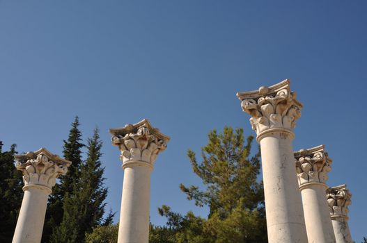 historical ruins of Asclepieion, ancient Hospital made by Hippocrates in Kos, Greece