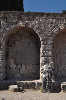 historical ruins of Asclepieion, ancient Hospital made by Hippocrates in Kos, Greece