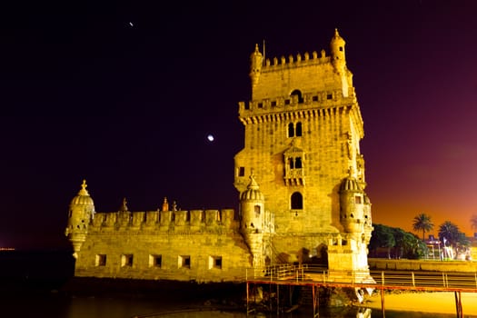 Tower of Belem (Torre de Belem), at night, Lisbon, Portugal